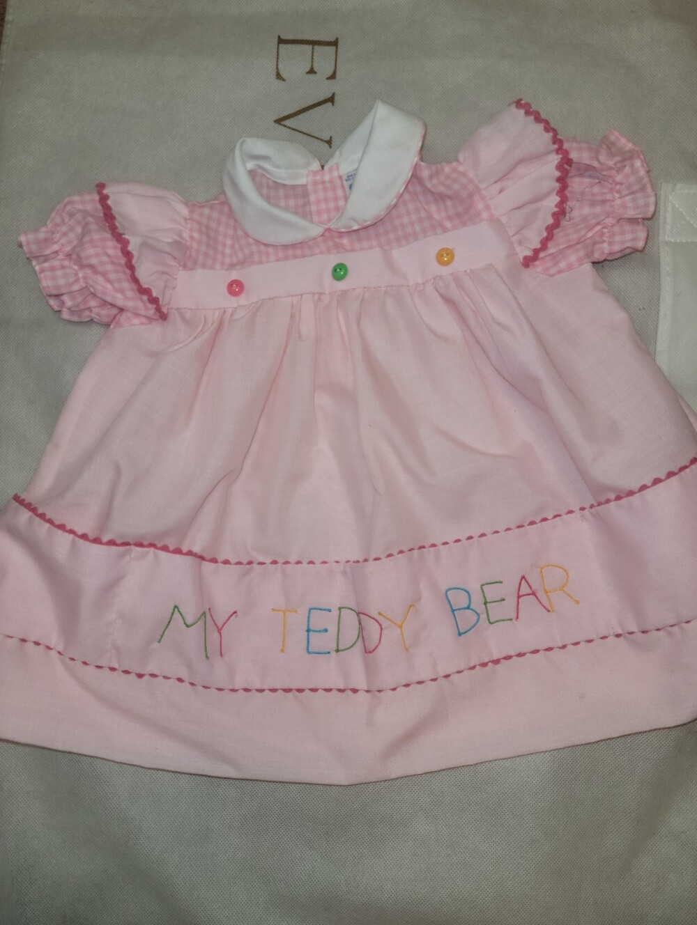 Vintage Celanese Fortrel Pink Gingham Ric Rac Dress